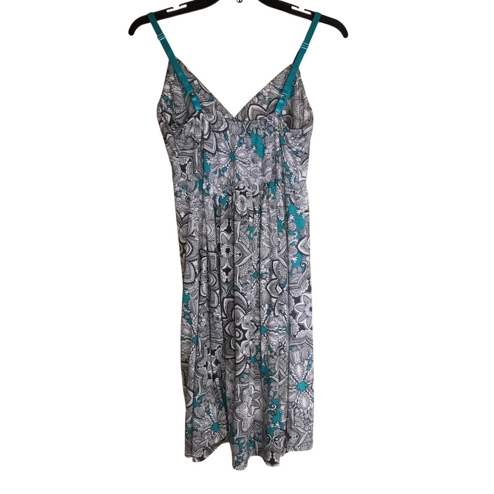 Alice Brittney Teal‎ Grey Mandala Floral Empire Waist Sundress Large